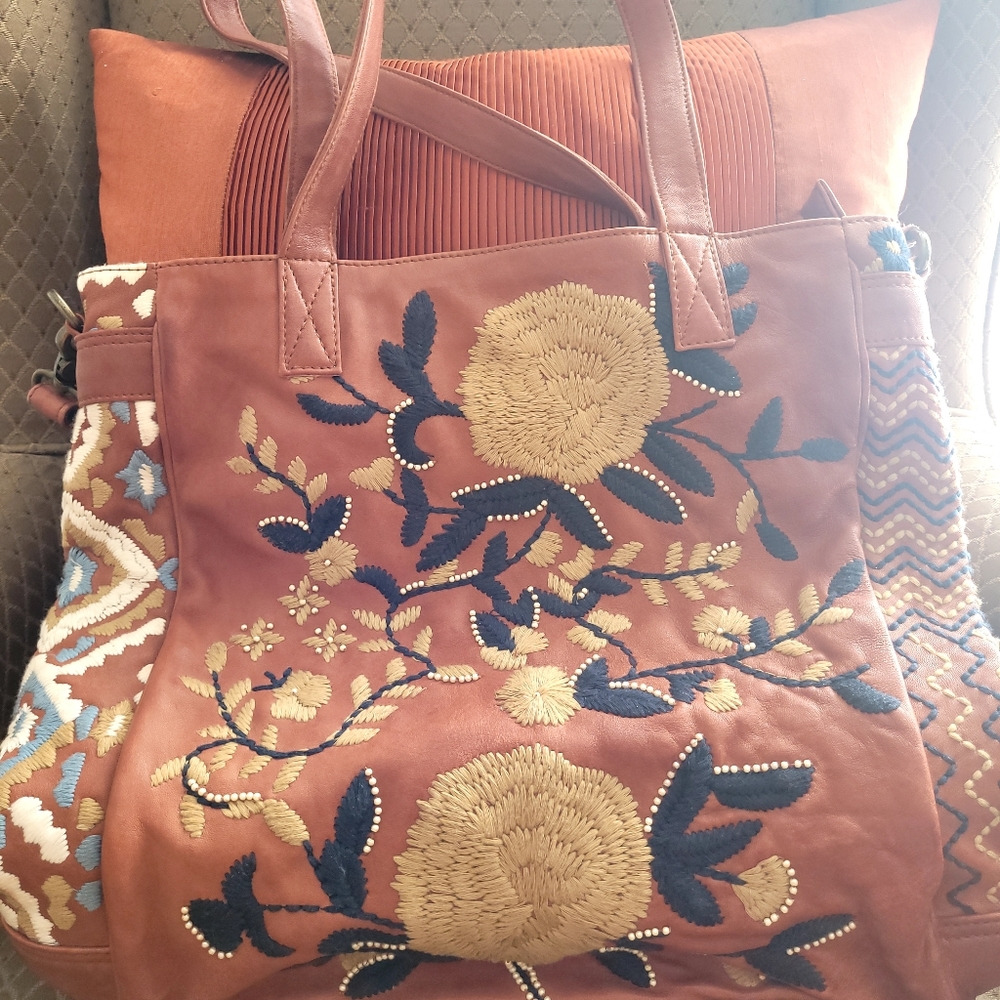 Boho Leather Tote bag